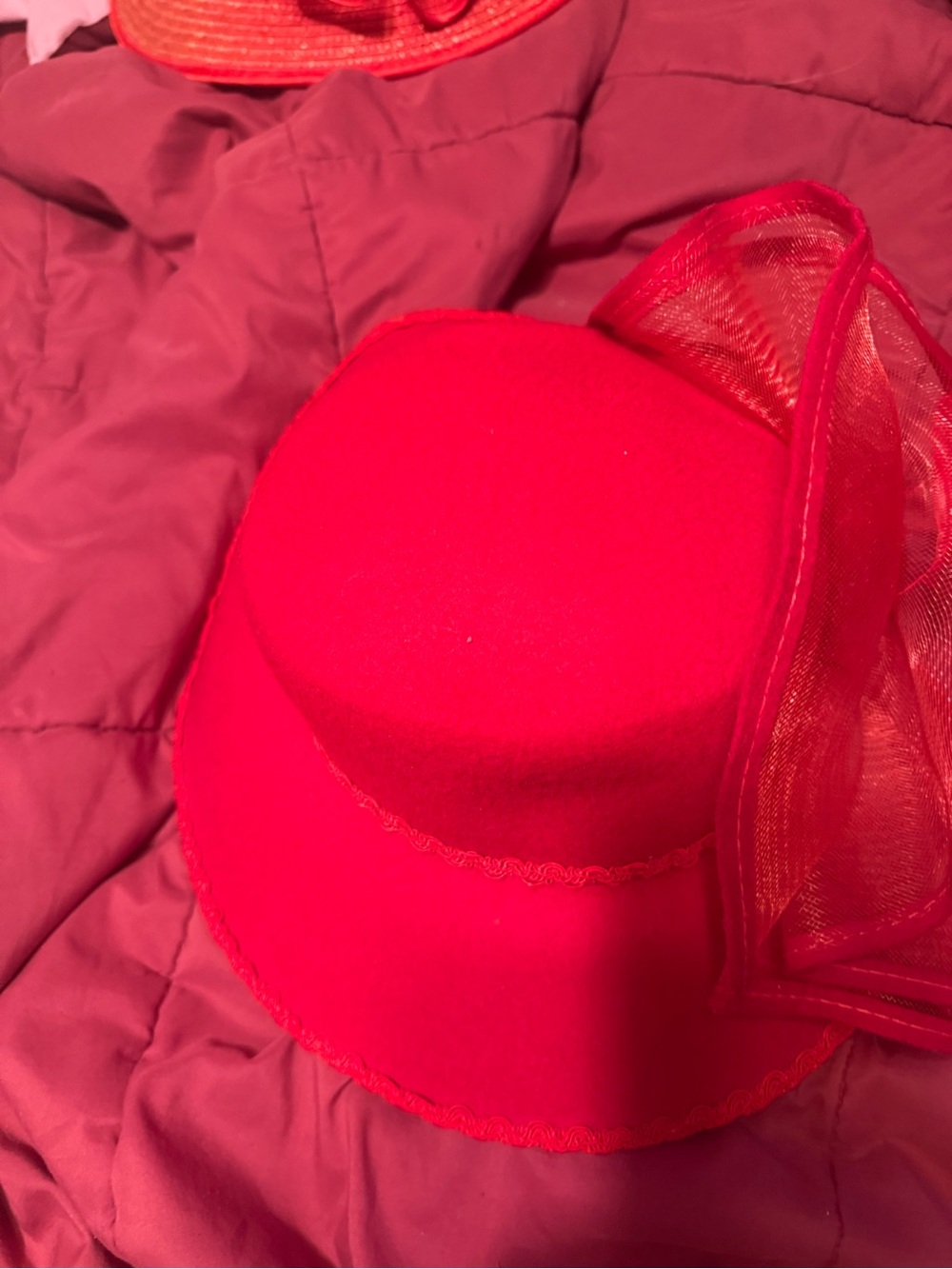 Bold Red Women's Bow-Trim Cloche Hat